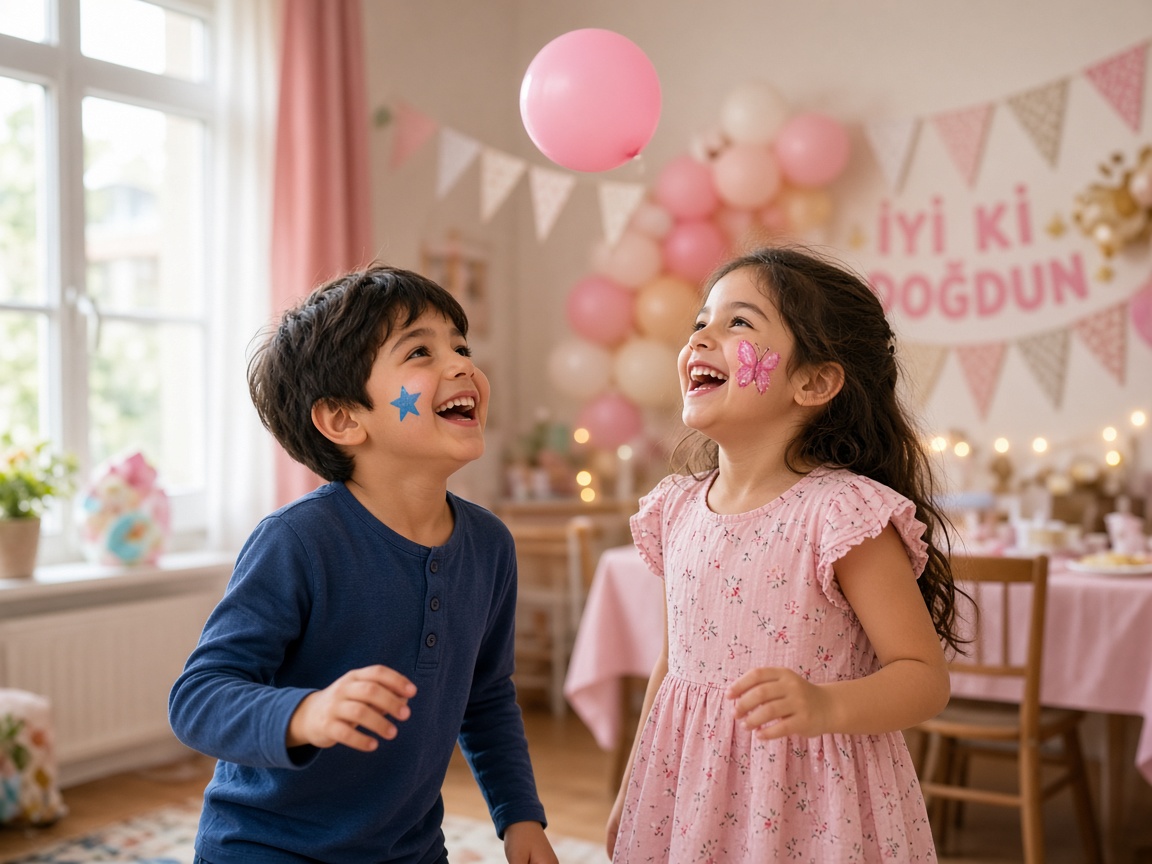 Balon oyunuyla eğlenen çocuklar